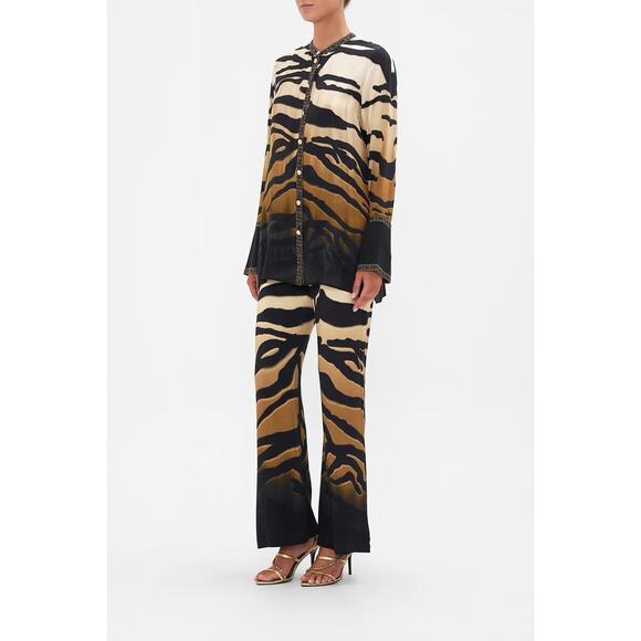 Camilla Silk Blouse Shirt Tame My Tiger Animal Print Button Down $599 S - Picture 4 of 16